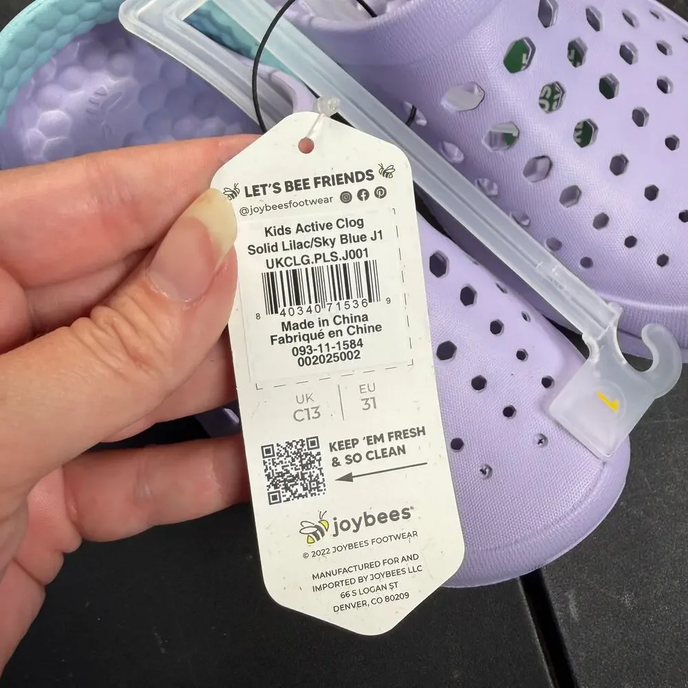 Joybees Active Clogs Girls Size 1Y Lilac Sky Blue NWT